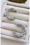İthal Kristal Taşlı C Küpe (3,5 cm)