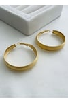 İthal Mat Rodyum Kaplama Kalın Gold Halka Küpe (5 CM)