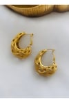 Örgü Görünüm Gold Tasarım Küpe (3,5 cm)
