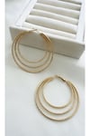 Rodyum Kaplama İç İçe Dilimli Görünüm Halka Küpe (6 cm)