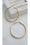 Rodyum Kaplama Işıltılı Görünüm Gold Büyük Halka Küpe (6 CM)