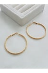 Rodyum Kaplama Işıltılı Görünüm Gold Büyük Halka Küpe (6 CM)