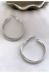 Üçlü Görünüm Tırtıklı Halka Silver Küpe (4 CM)