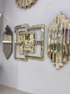 C MODEL  SAAT DEKORLU AYNA 3LÜ SET GOLD
