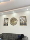 PİYANO MODEL DUVAR SAAT İKİLİ BEYAZGÜL TABLO GOLD