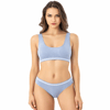 Kota 4511 Kadın Kaşkorse Pedli Büstiyer ve Bikini Külot İkili Takım – Mavi/Gri