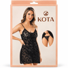 Kota 6218 Siyah Çiçek Desenli Transparan Gecelik ve String Takım