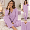 Pijamacızade Kadın Önden Düğmeli Uzun Kollu Pijama Takımı – Lila