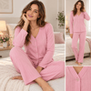 Pijamacızade Kadın Önden Düğmeli Uzun Kollu Pijama Takımı – Pembe
