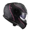 LS2 STROBE 2 LUX MAT SİYAH-PEMBE ÇENE AÇILIR KASK