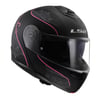 LS2 STROBE 2 LUX MAT SİYAH-PEMBE ÇENE AÇILIR KASK