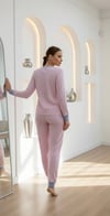 AYICIK DESENLİ PATLI PEMBE KADIN PİJAMA TAKIMI