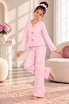 PEMBE ÖNÜ KURDELELİ ÇOCUK PİJAMA TAKIMI