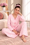 PEMBE ÖNÜ KURDELELİ PİJAMA TAKIMI