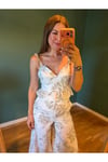 Boncuk askılı peplum bluz - pantolon takım