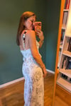 Boncuk askılı peplum bluz - pantolon takım