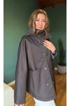 Çıtçıtlı funnel neck (dik yaka) kısa trençkot