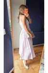 Fermuar detaylı pembe uzun elbise