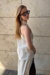 Halter yaka keten yelek - pantolon takım
