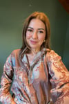 Şal desenli ketenli gömlek şort takım