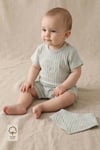 - %100 Pamuk Müslin Bebek Tulum Seti | Ayı Nakışlı | Fular Önlüklü