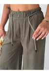 Gabardin İnce Kemeri Lastikli Pantolon