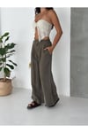 Gabardin İnce Kemeri Lastikli Pantolon