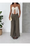Gabardin İnce Kemeri Lastikli Pantolon