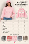 Modal Kumaş Kadın Çizgili Kapüşonlu Sweatshirt