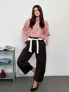 Modal Kumaş Kadın Çizgili Kapüşonlu Sweatshirt