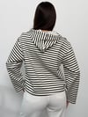 Modal Kumaş Kadın Çizgili Kapüşonlu Sweatshirt