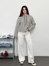 Modal Kumaş Kadın Çizgili Kapüşonlu Sweatshirt
