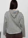 Modal Kumaş Kadın Çizgili Kapüşonlu Sweatshirt