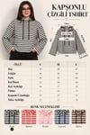 Modal Kumaş Kadın Çizgili Kapüşonlu Sweatshirt