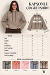 Modal Kumaş Kadın Çizgili Kapüşonlu Sweatshirt