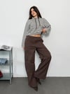 Modal Kumaş Kadın Çizgili Kapüşonlu Sweatshirt