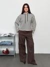 Modal Kumaş Kadın Çizgili Kapüşonlu Sweatshirt