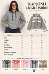 Modal Kumaş Kadın Çizgili Kapüşonlu Sweatshirt