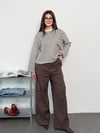 Modal Kumaş Kadın Çizgili Uzun Kollu Oversize Bluz