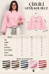 Modal Kumaş Kadın Çizgili Uzun Kollu Oversize Bluz