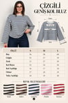 Modal Kumaş Kadın Çizgili Uzun Kollu Oversize Bluz