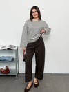 Modal Kumaş Kadın Çizgili Uzun Kollu Oversize Bluz