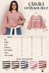 Modal Kumaş Kadın Çizgili Uzun Kollu Oversize Bluz