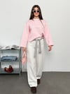 Modal Kumaş Kadın Çizgili Uzun Kollu Oversize Bluz