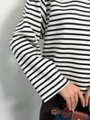 Modal Kumaş Kadın Çizgili Uzun Kollu Oversize Bluz