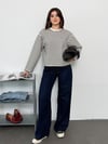 Modal Kumaş Kadın Çizgili Uzun Kollu Oversize Bluz
