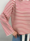 Modal Kumaş Kadın Çizgili Uzun Kollu Oversize Bluz