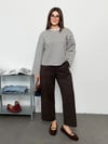 Modal Kumaş Kadın Çizgili Uzun Kollu Oversize Bluz