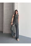 Modal Pike Büzgülü İnce Pantolon Ve T-Shirt Takım