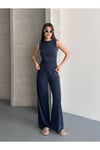 Modal Pike Büzgülü İnce Pantolon Ve T-Shirt Takım